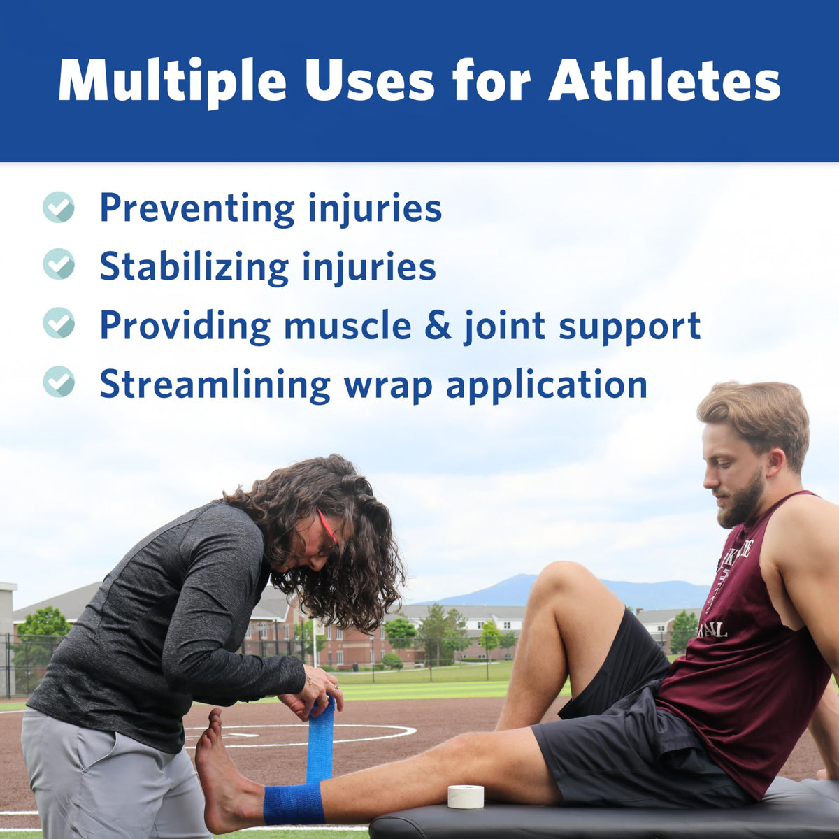 OVIK Health PowerFlex – Self-Adhering Sports Wrap for Injury Prevention & Post-Injury Stability – Medical-Grade, Sweat & Water Resistant First Aid Wrap for Athletes – Black, 3 inch, 2 Rolls