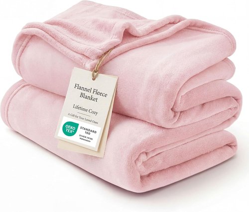 Bedsure GentleSoft Pink Fleece Blanket - Soft, Lightweight Plush Cozy Throw for Bed, Sofa, Travel | 50x70 Inches