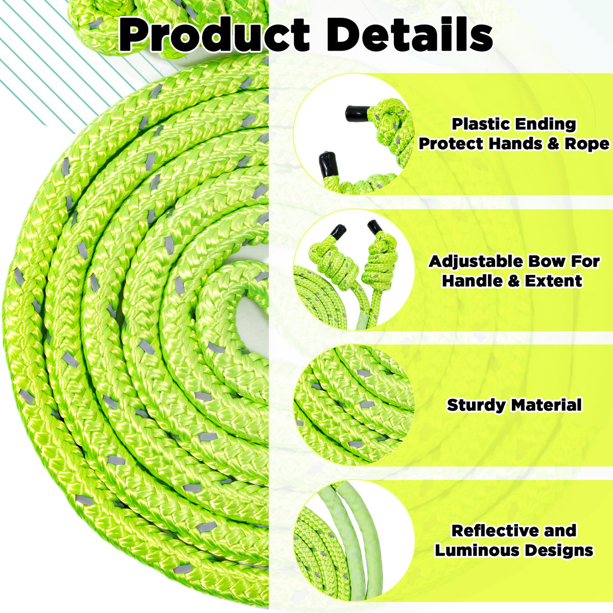 GQIRIL Flow Exercise Jump Rope - Long Weighted Jumping Rope for Workout Women Men Fitness, Adjustable Double Woven Heavy Jumprope for Indoor Outdoor Adults Beginner Training Boxing Cardio (Fluorescent Green)