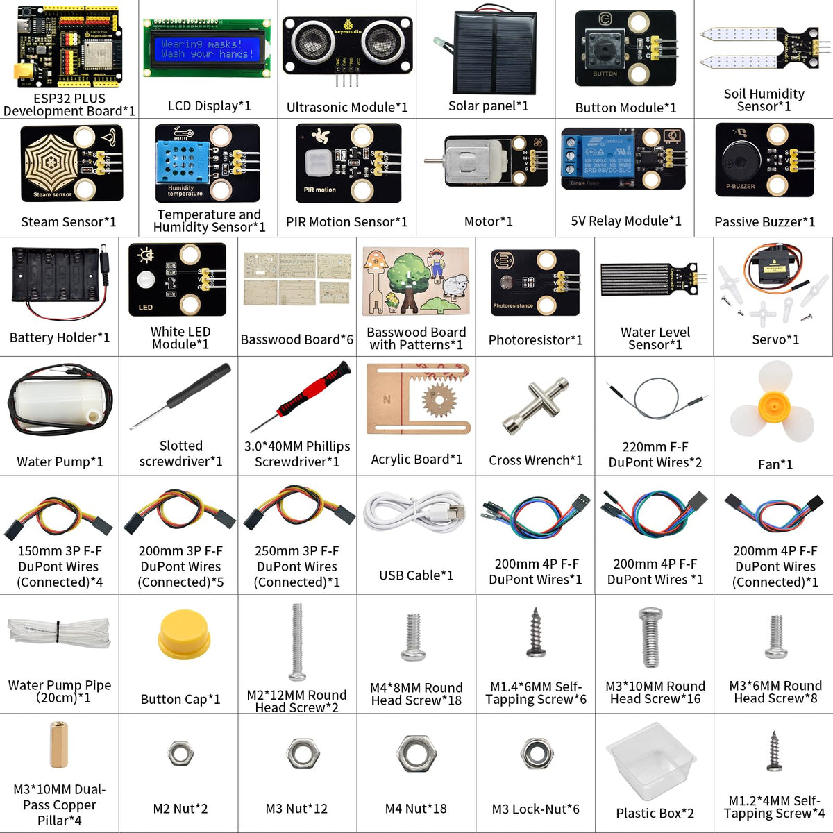 KEYESTUDIO IoT Control Smart Farm Starter Kit for Arduino ESP32,Electronics Programming Kit Compatible with Arduino Scratch Online Tutorials,DIY Sensor Kit STEM Educational Set for Adults Teens 15+