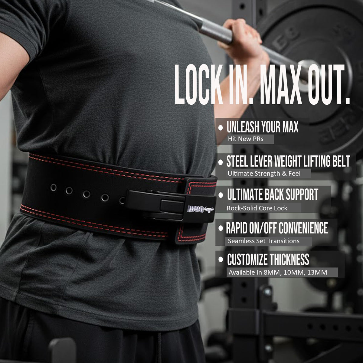 IBRO Powerlifting Lever Gym Belt – Power 10MM Extreme Heavy Duty Genuine Leather Belts - Squats Deadlifts Bodybuilding Weight Lifting IPF Power Lifting Strongman for Men 10mm Grey XL