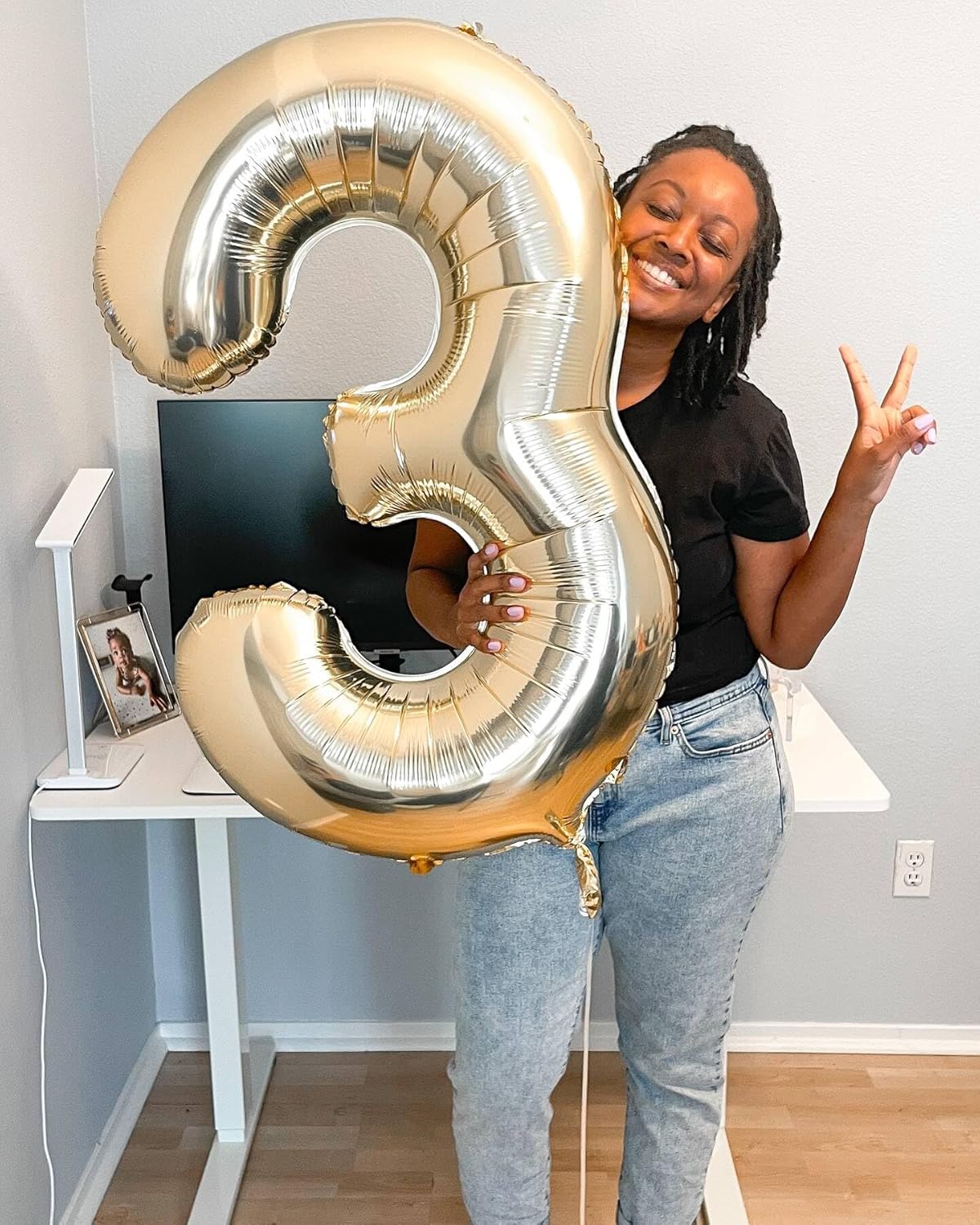 Light Gold Number 6 Balloon - 40 Inch Giant Foil Balloon for 6th Birthday Party Decorations
