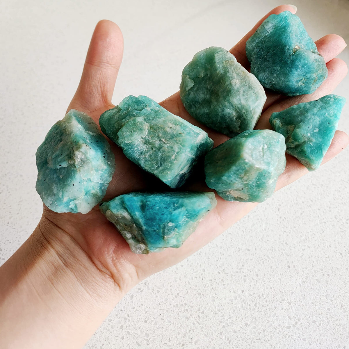 1 lb Rough Crystals Bulk Raw Amazonite Healing Stones for Tumbling, Wire Wrapping, Wicca Reiki,Meditation