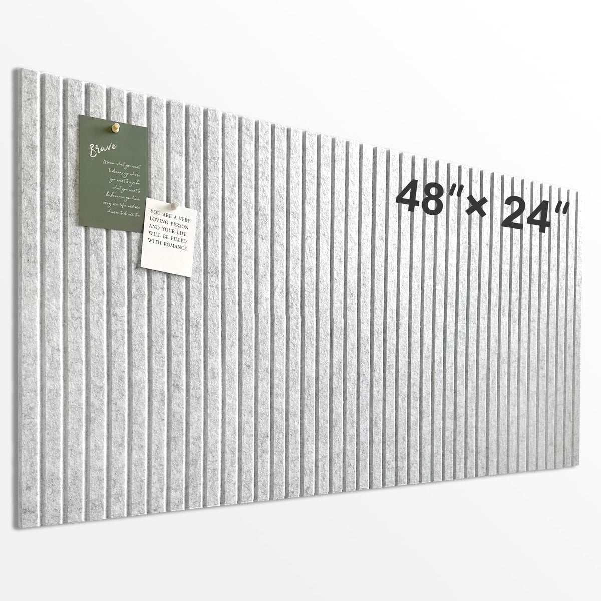 Large Cork Board for Office, 8 Pack Felt Wall Tiles with Slat Wall Paneling and Safe Removable Adhesive Tabs, Felt Bulletin Board Pin Board Cork Boards for Walls - Gray Marble