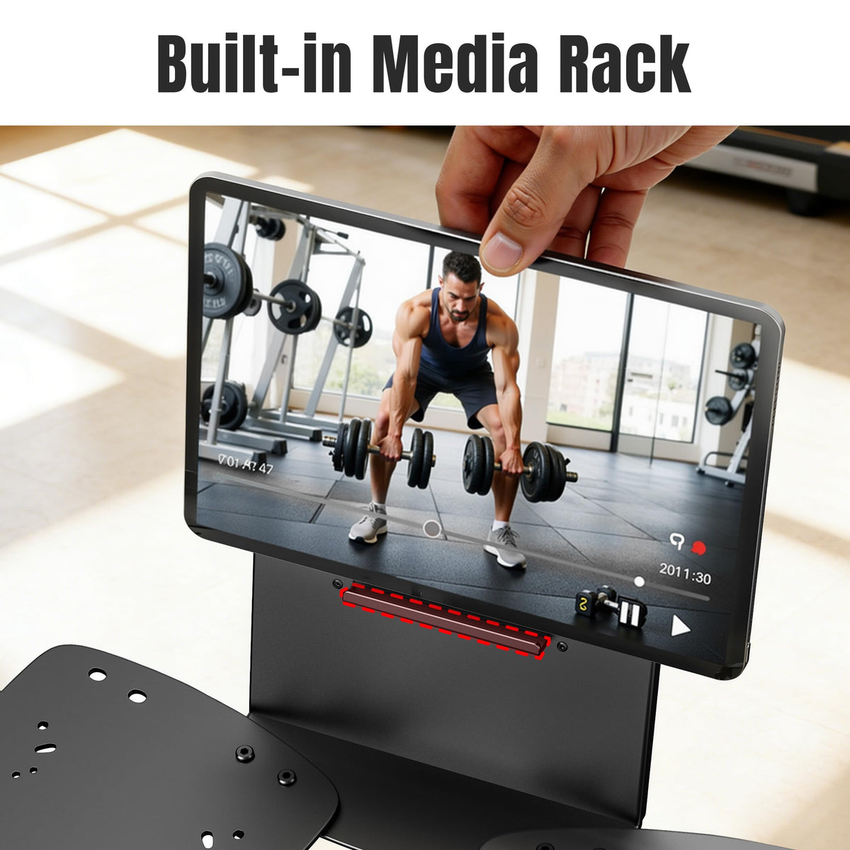 Adjustable Dumbbell Stand Rack with Tablet Holder and Wheels, Heavy Duty Rolling Organizer Cart for Home Gym (Rack Only)