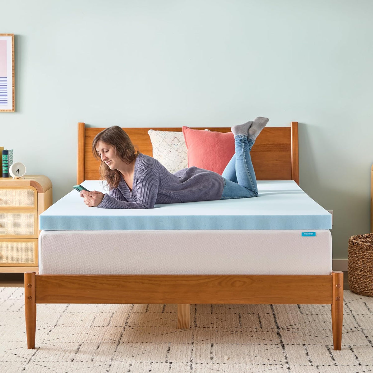 Linenspa Memory Foam Mattress Topper - 3 Inch Gel-Infused Cooling Foam | Small Twin Size, Plush Comfort