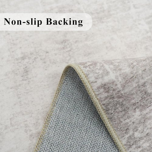 HAOYUNLAI Entryway Area Rug - Soft Abstract Design | Washable Non-Slip Carpet for Kitchen & Bedroom (2x3, Beige/Cream)