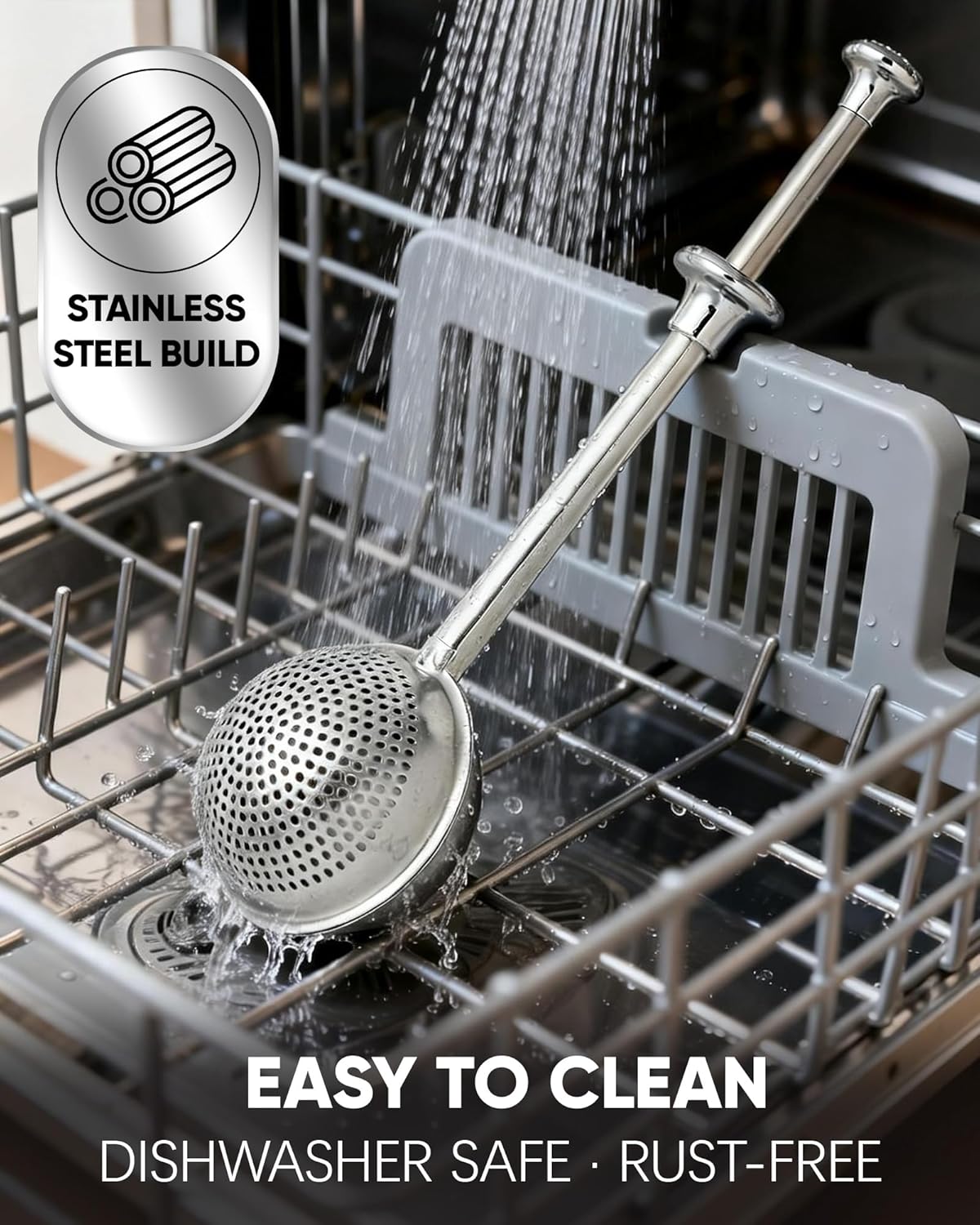 Skiennix Flour Duster - Stainless Steel Sifter with One-Handed Spring Handle | Fine Mesh for Even Sprinkling
