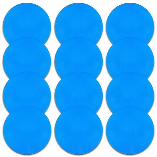 Spot Markers 9 inch 12 Pcs Non-Slip Rubber Agility Markers Flat Field Cones Floor Dots for Football, Soccer, Basketball Training Markers, School Activities, Exercise Drills, Social Distancing Blue