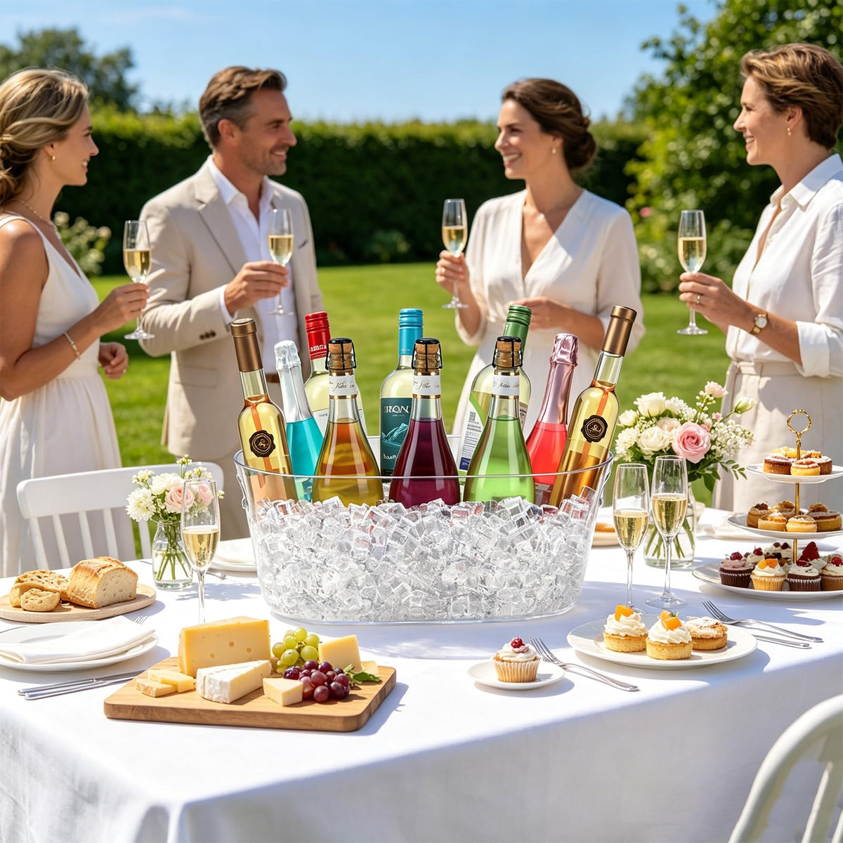 2 PCS Ice Buckets for Parties, 15L Large Ice Bucket, 4 Gallon Clear Acrylic Champagne Wine Buckets with 2 Scoops, Beverage Tub Mimosa Bar Supplies for Champagne, Beer, Cocktail