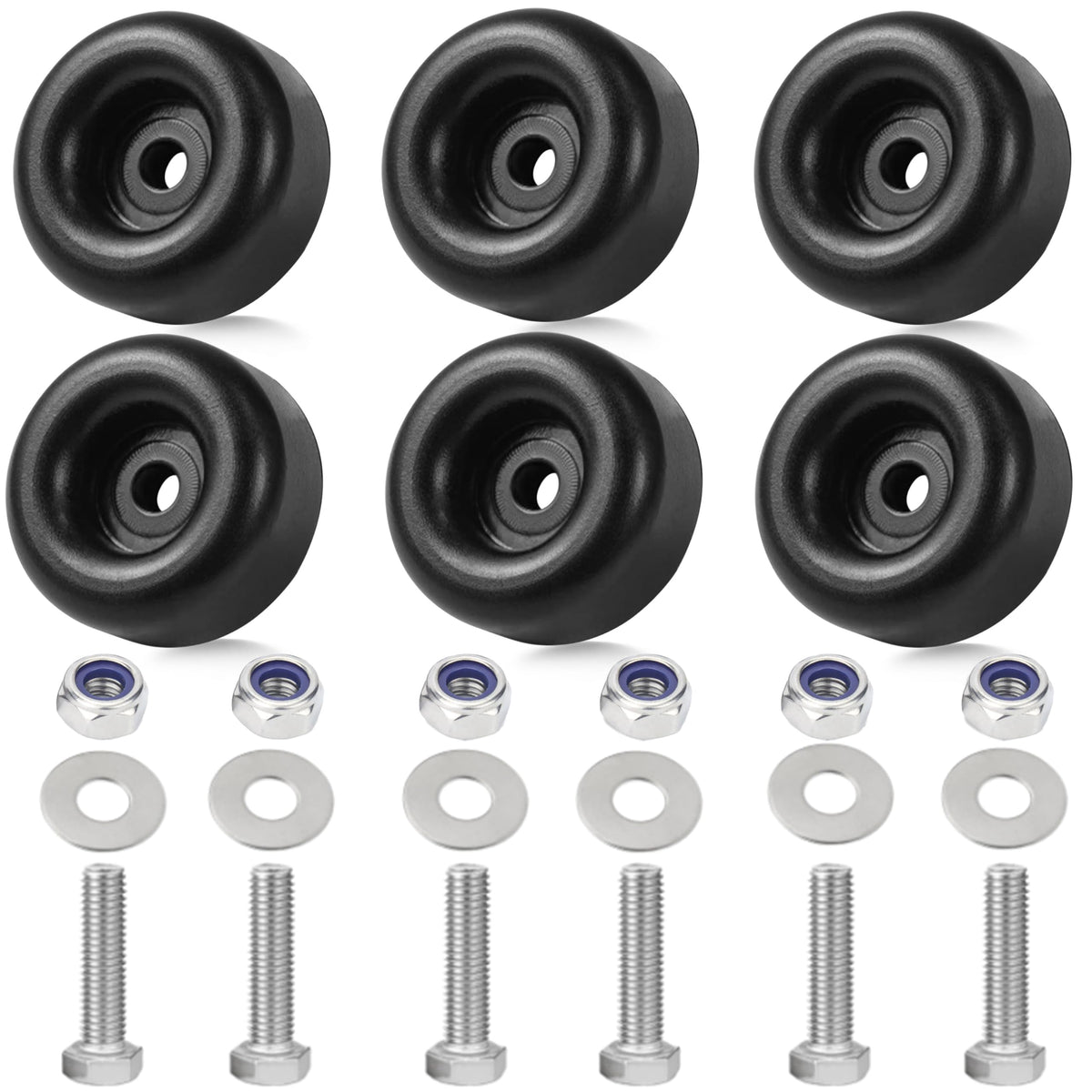6-Pack Extreme Heavy Duty Rubber Foot Pads, 2.5 Inches Vibration Dampeners, Universal Anti Vibration Feet for Generators, Compressors, Pressure Washers, Pumps, Trailers (Round Bumpers with Screw Kits)