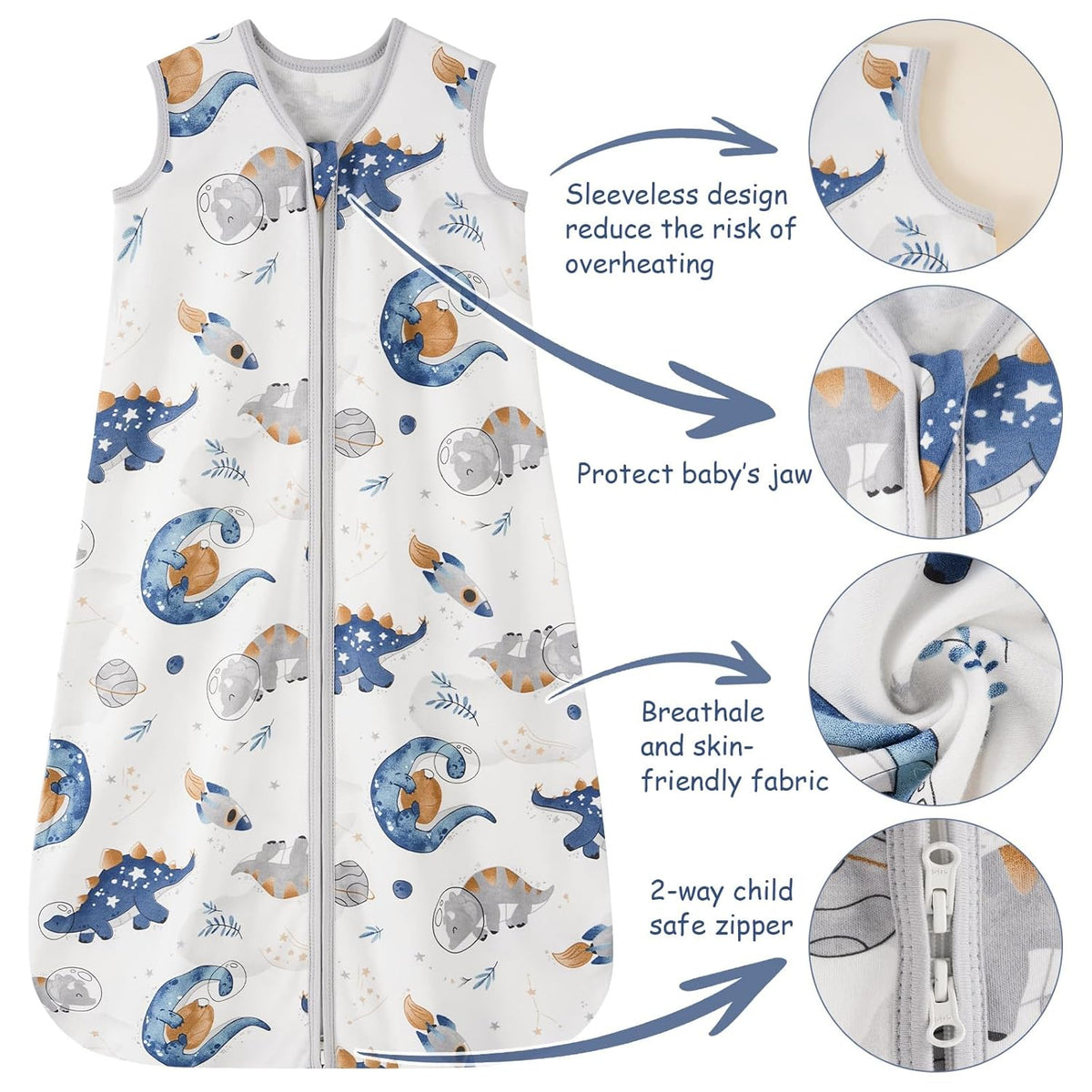 Looxii Baby Sleep Sack - 0.5 TOG Cotton Wearable Blanket | 3-Pack Lightweight Toddler Sleeping Bag for 12-18 Months
