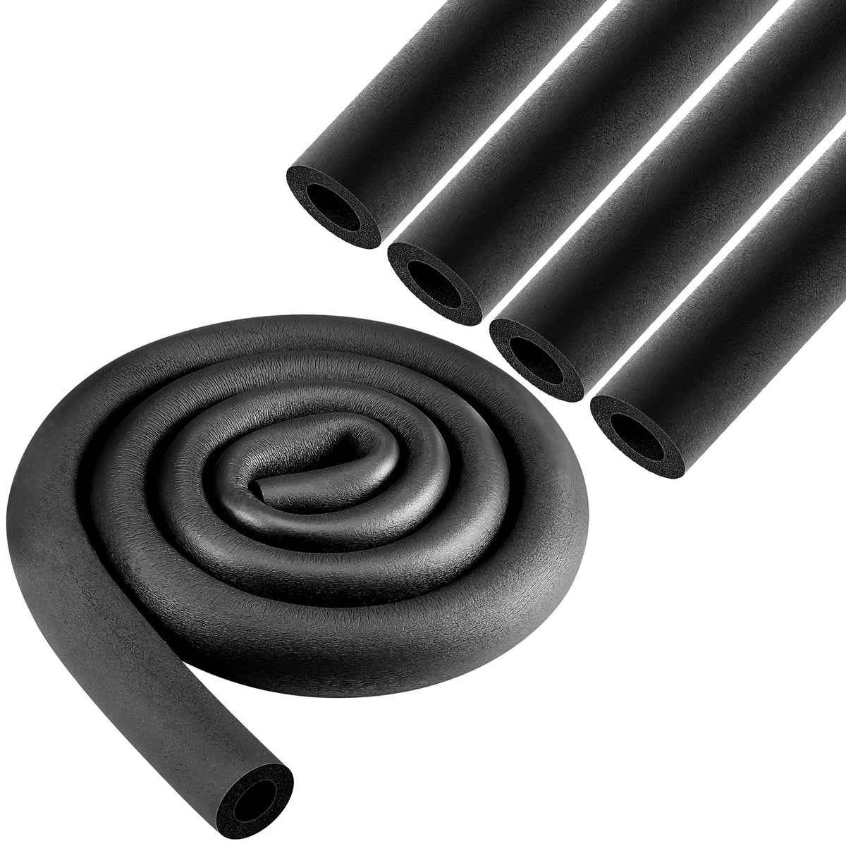 Pangda 4 Pcs 3 ft 1 Inch ID Foam Pipe Insulation Tubing, Black Pool Noodle, Black Foam Tube Cover for Ac Line Set, HVAC Insulation, Water Line Protection, Gym Handle Padding