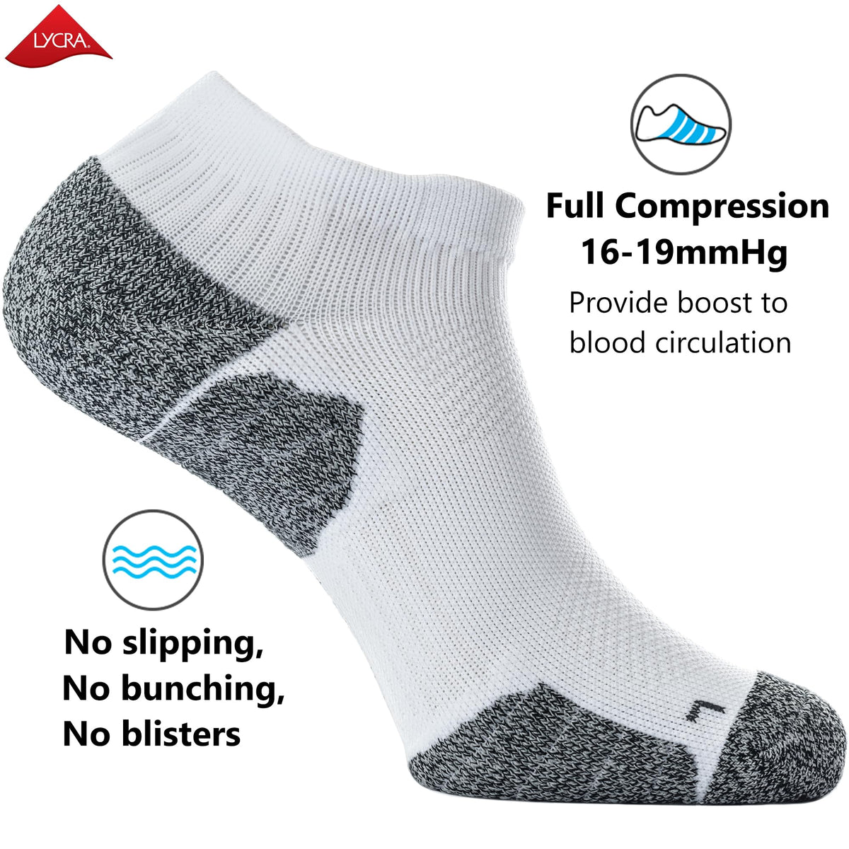 CWVLC Unisex Cushioned Compression Athletic Ankle Socks Multipack, 6-pairs Charcoal Watermelon White, S (5-7 W US/ 3.5-5.5 M US)