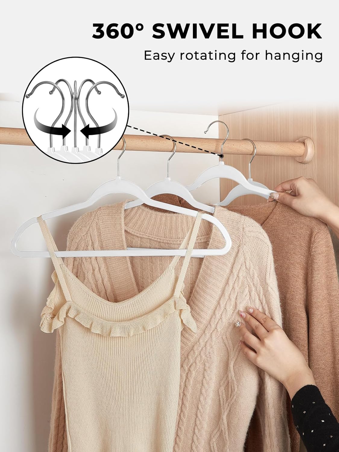 SMARTOR Plastic Hangers 50 Pack - Heavy Duty Slim Clothes Hangers | Durable & Space-Saving | White