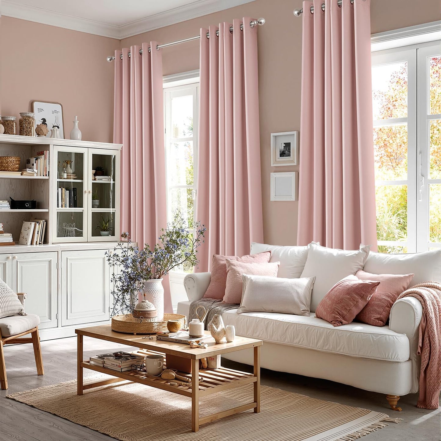 MIULEE Baby Pink Blackout Curtains - Thermal Insulated Room Darkening Drapes | 84 Inches Long, 2 Panels