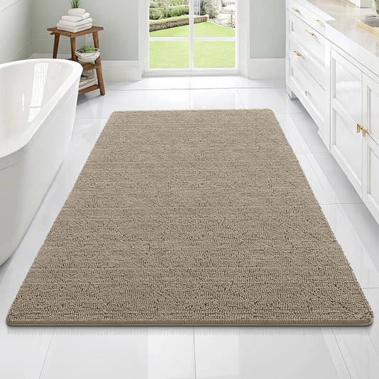 OLANLY Large Bath Rugs - Extra Soft Chenille, Quick Dry & Machine Washable | 70x46 Warm Taupe