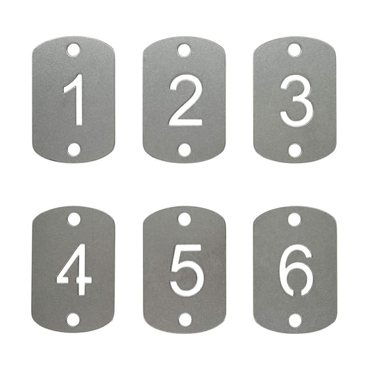StayMax Rectangular Hollowed Stainless Steel Number Tags Key Tags with Two Holes (1-25)