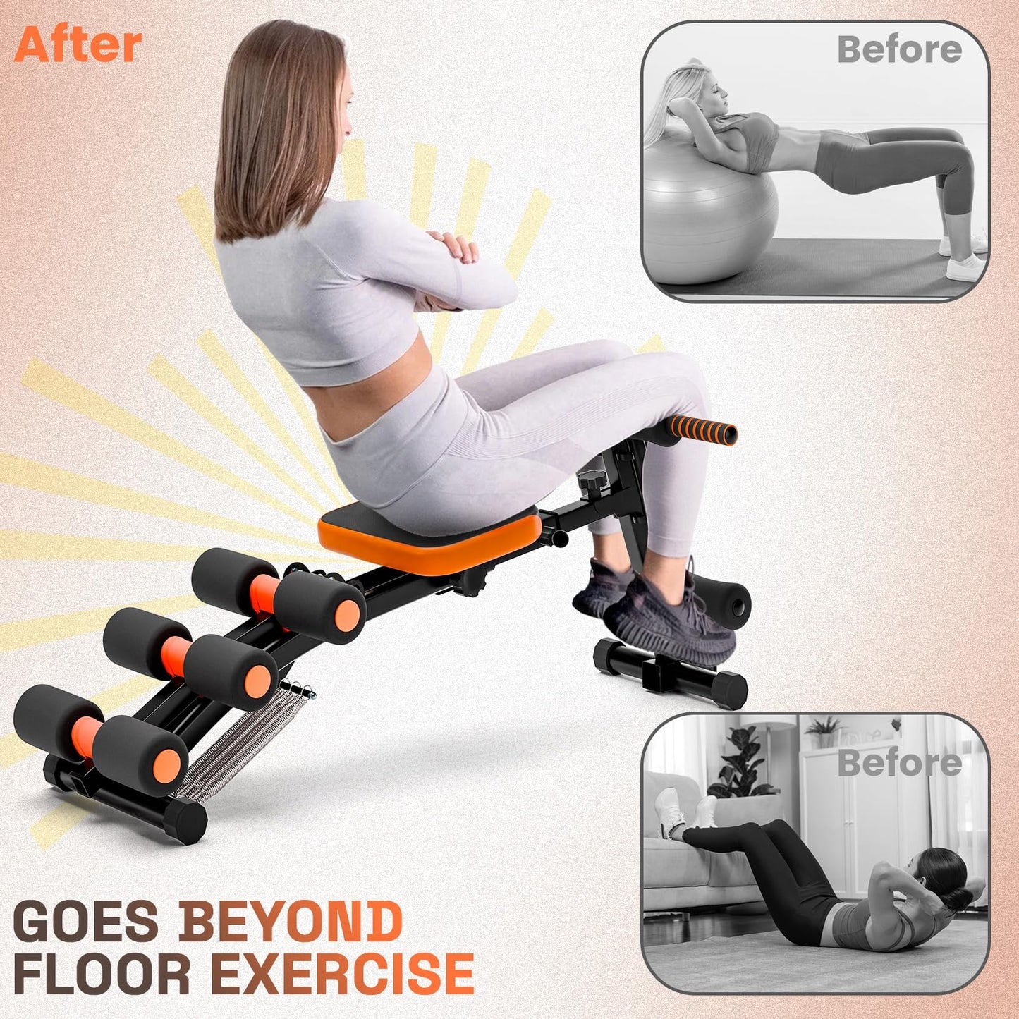 sxvbdway Ab Trainer Machine Weight Bench, Ab Workout Bench for Home Gym, Multi-Functional Adjustable Abdominal Crunch Machine, Abdominal Exercise Equipment for Total Body Workout Black