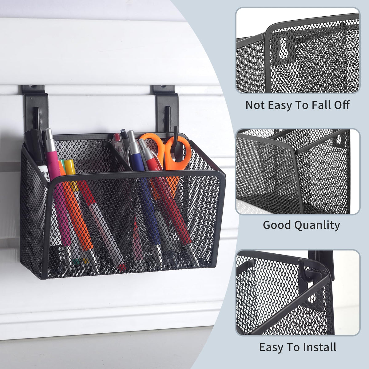 SMAODSGN Wall Hanging Pencil Holder With Slatwall J Hooks Slatwall Pencil Cup Wall Mounted Pen Holder Wall Marker Holder Metal Pencil Holder For Paintbrushes Pegboard Classroom Home