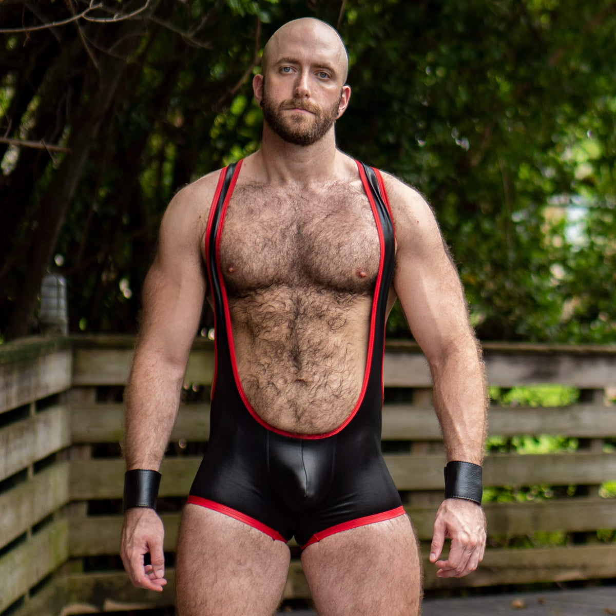 Gruff Pup Impulse Singlet (Black/Red - Assless, Medium)