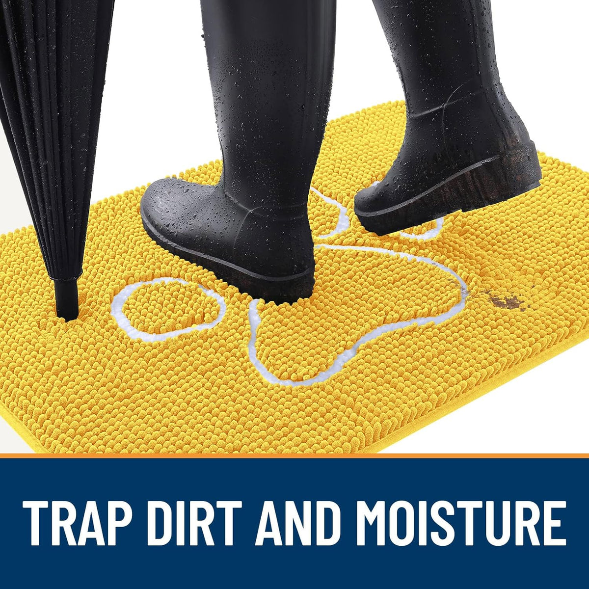 OLANLY Dog Door Mat - Absorbent Non-Slip Muddy Paws Mat | Quick Dry Chenille, 48x30, Yellow