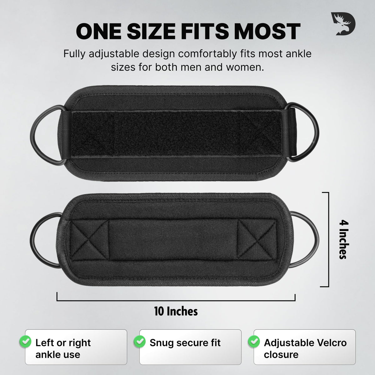 DMoose Ankle Strap for Cable Machine - One Size Fit with Premium Padding, Workout Kickback Ankle Cuffs, Ankle Bands for Working Out, Booty Workouts, Leg Extension, Hip Abductors & Lower Body Exercises