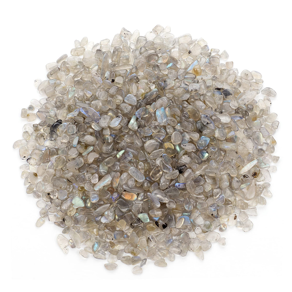 Cherry Tree Collection 1/2 Pound Polished Tumbled Gemstone Chips, Pebbles, Crystal Chips Bulk for Jewelry Making, Healing, Plants, Succulents, Aquariums, Decoration, Chakra (Labradorite)