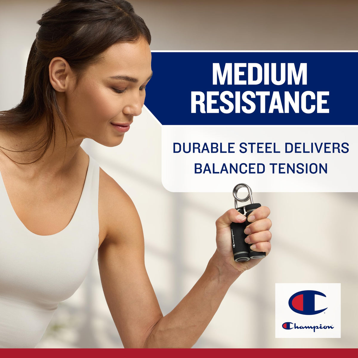 Champion 2-Pack Hand Grip Strengthener (Black), Medium Resistance Grip Strength Trainer with Soft Foam Handles, Forearm and Wrist Trainer for Home Gym Workouts, Stress Relief & Daily Conditioning