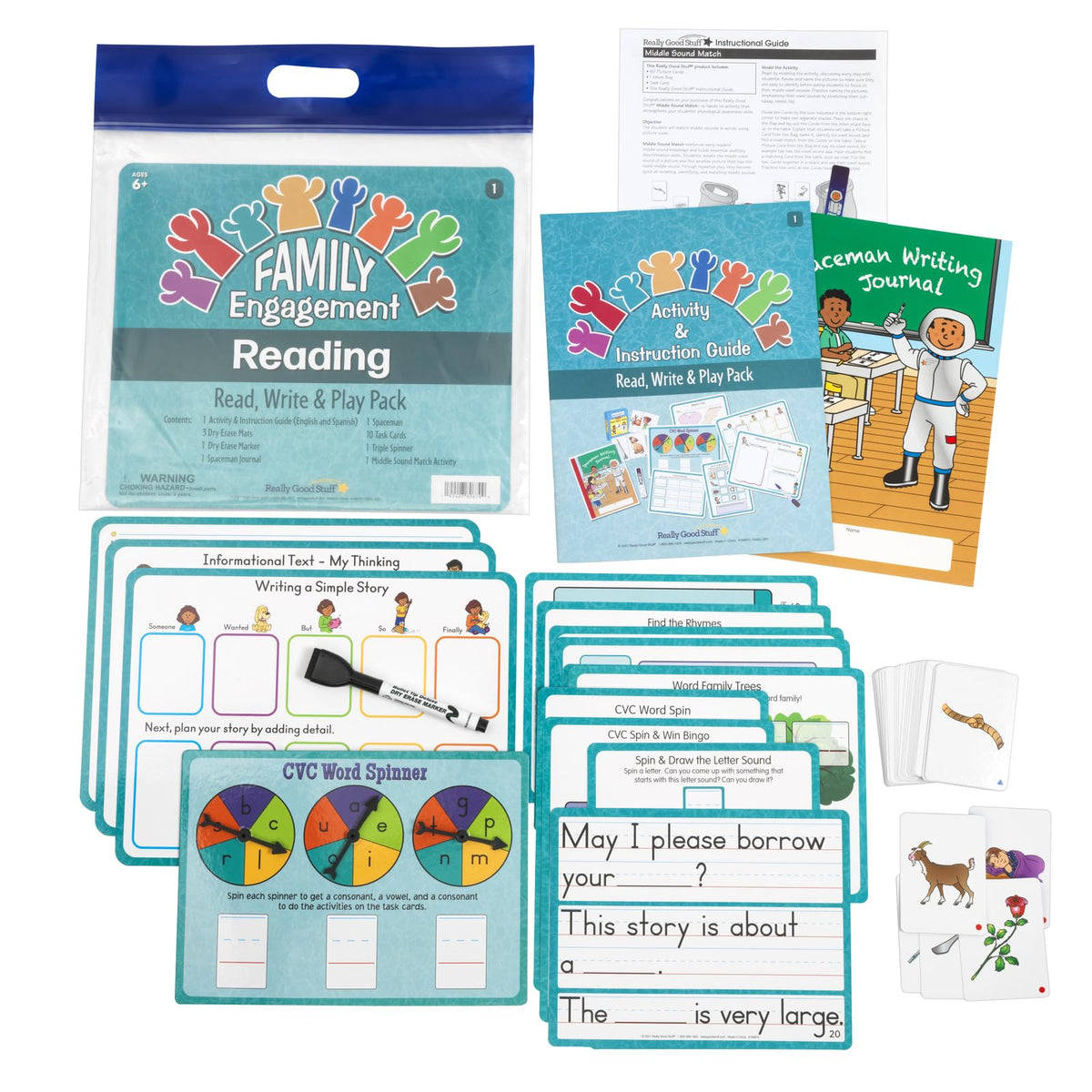 Really Good Stuff Family Engagement Reading - Read, Write and Play Pack - First Grade