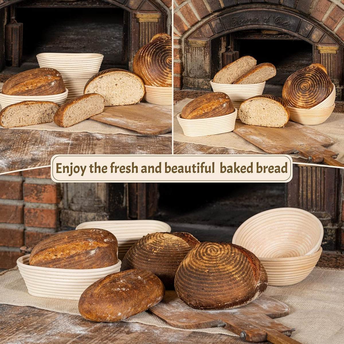 Banneton Bread Proofing Basket - 10-Inch Oval Set of 2 with Liner for Artisan Sourdough Baking