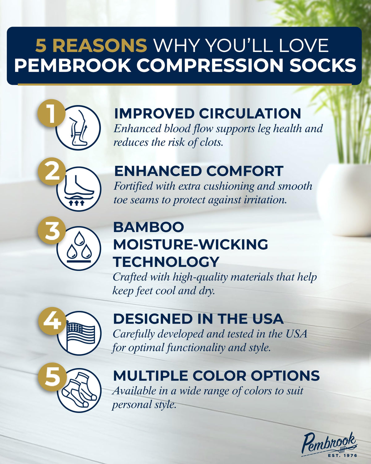 Pembrook Light Compression Socks - 3 Pairs | 8-15 mmHg Light Compression Socks for Women and Men | Light Green, Light Blue, Rose | Mens and Womens Compression Socks