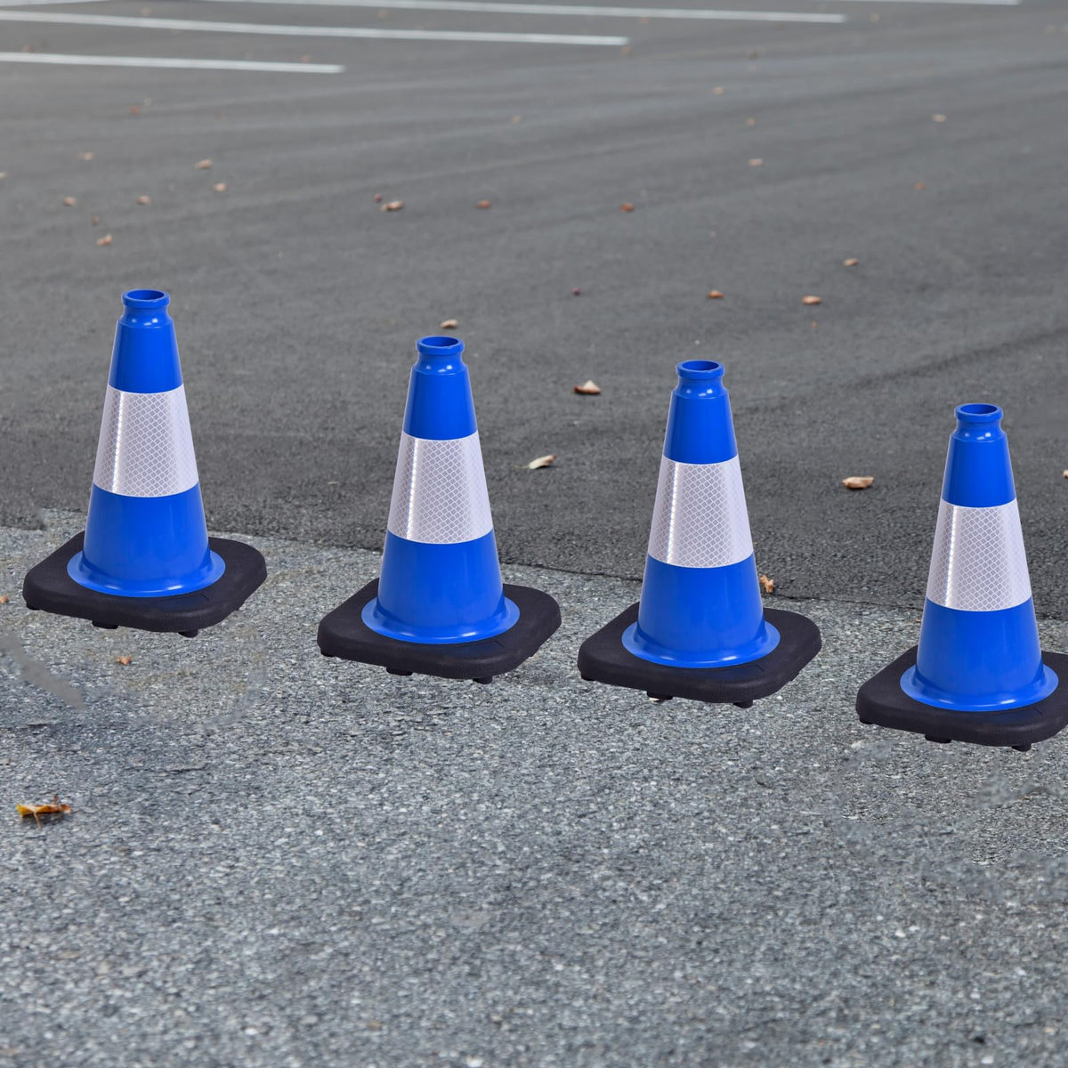 OranclUS 8 Pack 12 Inch Blue Safety Cones Durable with Black Base, Driveway Markers, Skating Practice, Pet Agility Training, Parking Lot Use (8, Blue, 12 Inch)