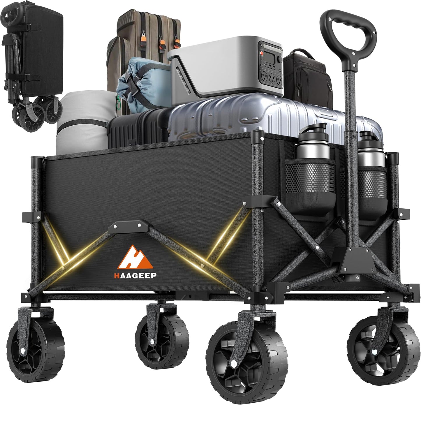 Collapsible Wagon with Wheels, Portable Wagons Carts Foldable, Folding Wagon Cart for Groceries, Sports Garden Shopping Utility Wagon
