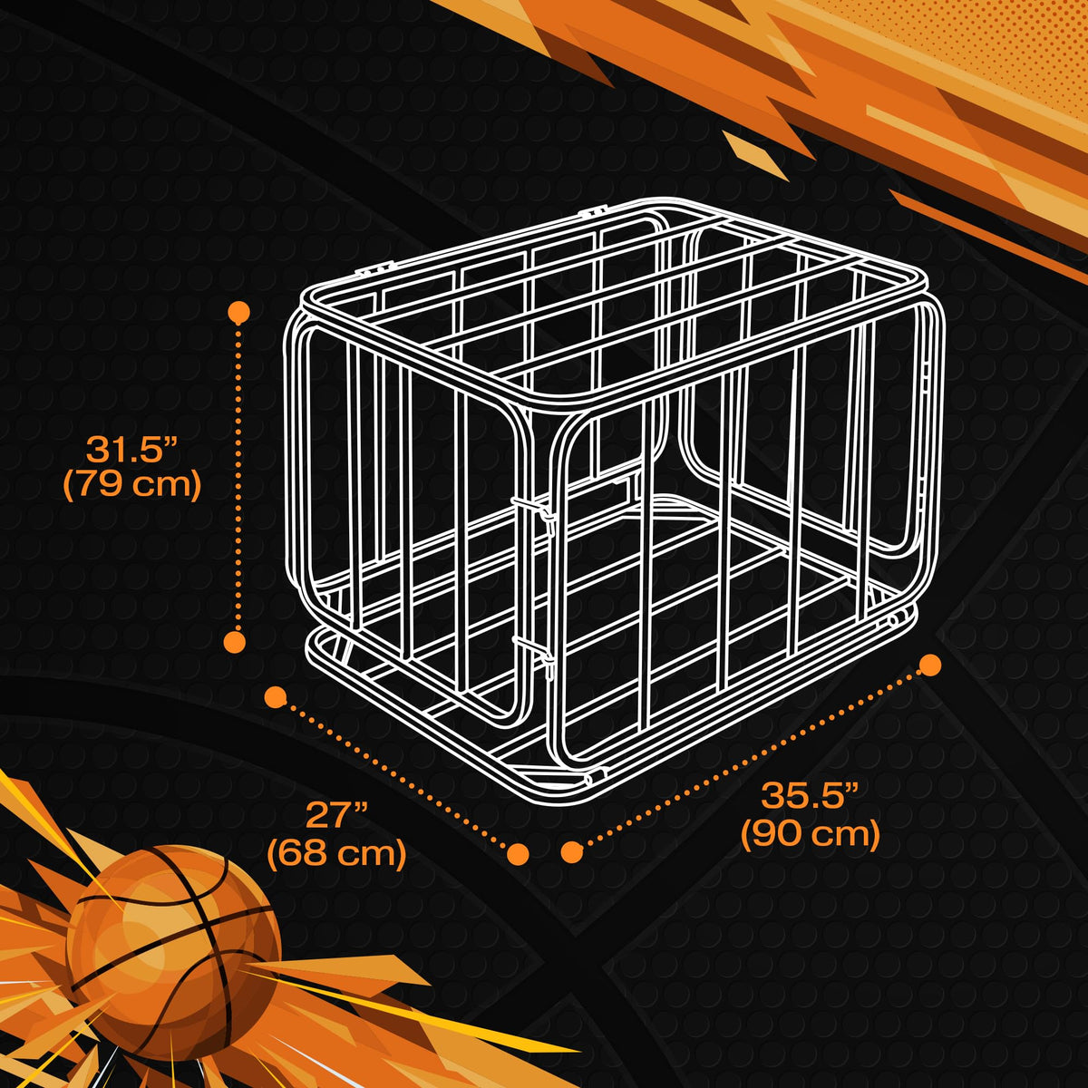 Houseables Ball Cart, Ball Storage, Basketball Cart, Basketball Storage Bin, Sports Equipment Organizer, Holder Cage with Wheels, Volleyball, Gym, Recess, Soccer, Playground, PE, Large Metal Basket