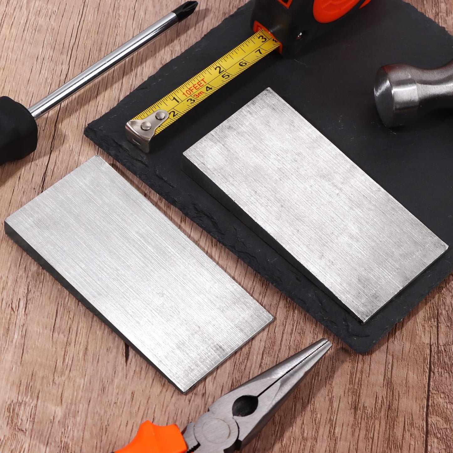 2 PCS Flange Wedge 4 x 2 Inch Beveled Washers Right Angle Wedges Steel Silvery Spreading Triangle Wedges Metal Shims Tool Sets Underpinning Wedges Tapered Wedges for Lathe Welding Machine Equipment