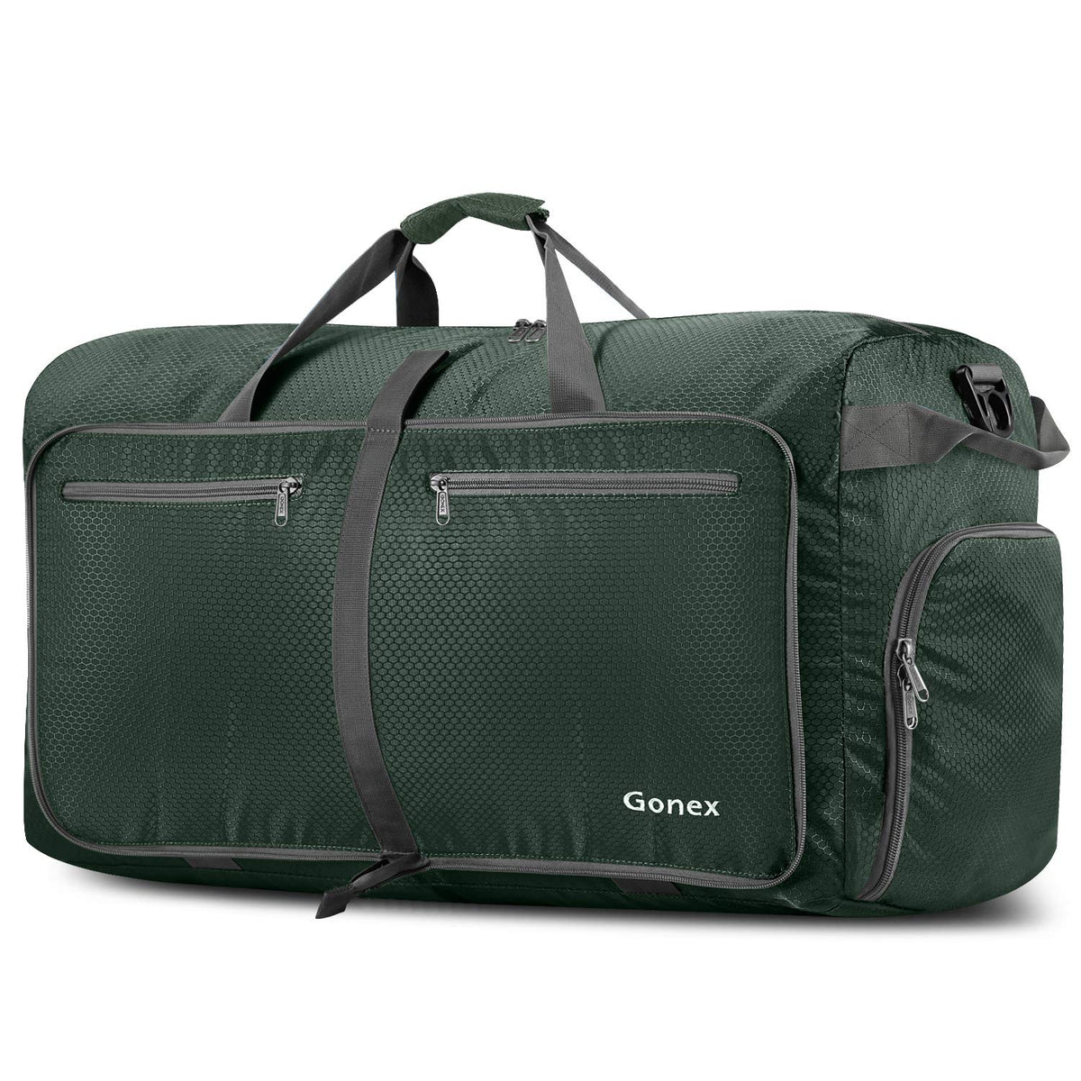 Gonex 80L Packable Travel Duffle Bag Foldable Duffel Bags for Luggage Gym Sports Camping Travelling Cycling Storage Shopping Water & Tear Resistant Dark Green