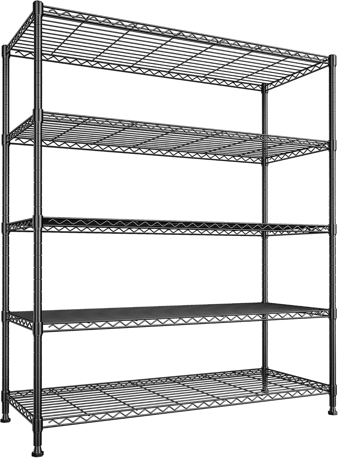 Skiennix 5-Tier Wire Shelving Unit - Adjustable Metal Storage Shelves for Kitchen, Garage & Pantry | 45"W x 13.5"D x 70.5"H - Black