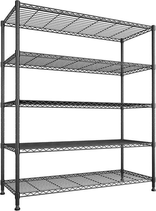 Skiennix 5-Tier Wire Shelving Unit - Adjustable Metal Storage Shelves for Kitchen, Garage & Pantry | 45"W x 13.5"D x 70.5"H - Black