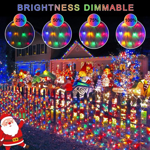 JMEXSUSS 360 LED Christmas Net Lights - 12ft x 5ft Waterproof Multicolor Outdoor Lights with Remote