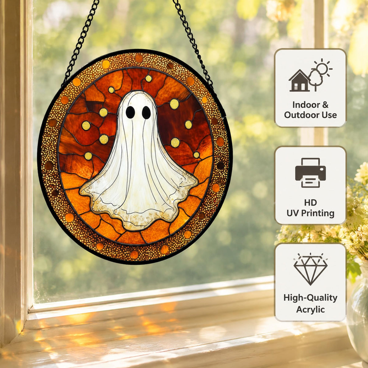 Gothic Ghostly Sun Catchers Indoor Window Decor Acrylic Suncatchers 6.3"