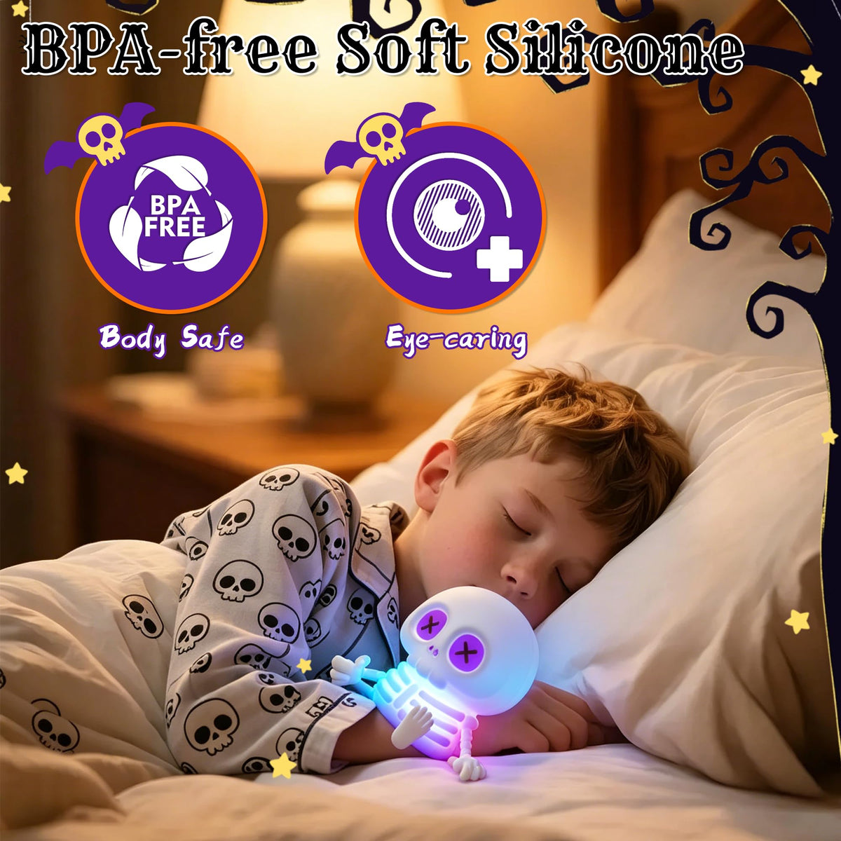 Skull Night Light for Kids Room, Skeleton Lamp,Halloween Decor Night Light