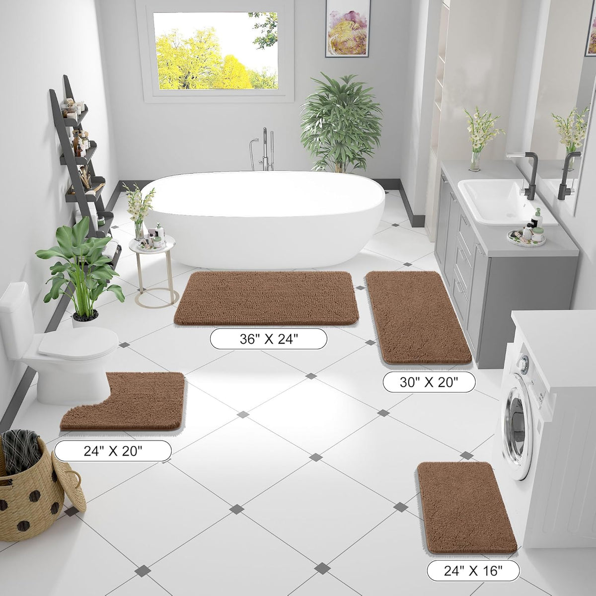 OLANLY Bathroom Runner Rugs - Extra Soft Absorbent Chenille | Quick-Dry Rubber Backing, 44x24 Mocha