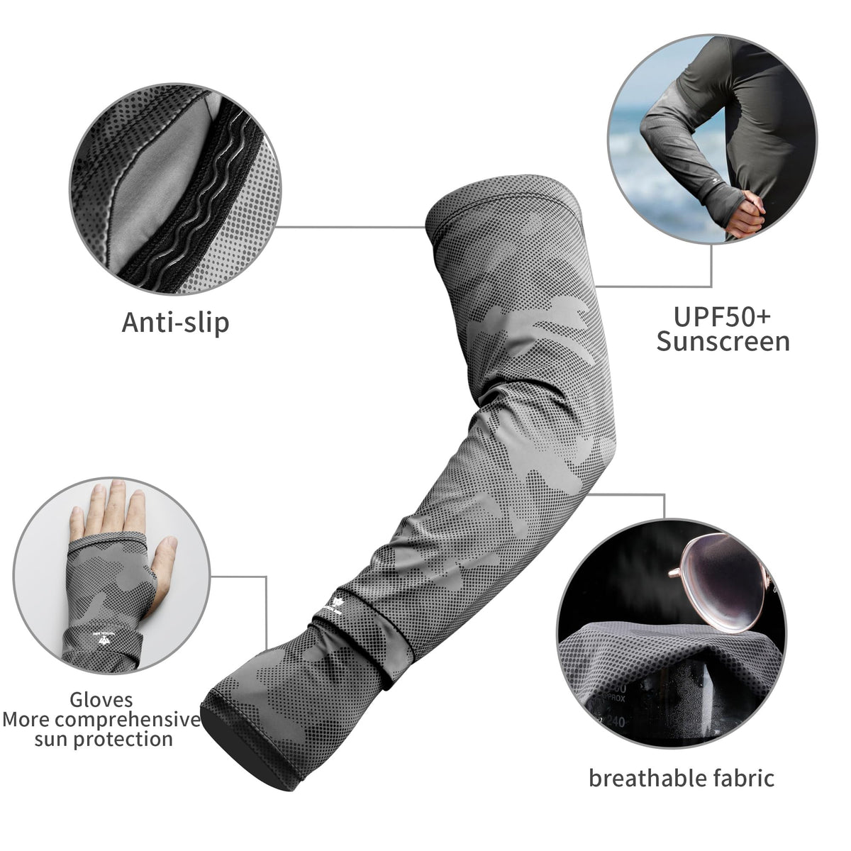 Men's Loose Fit Cooling Arm Sleeves, Anti-UV Sun Protection Sleeves, Breathable Tattoo Cover Sun Sleeves for Men Women Youth Outdoor Running Cycling Hiking Driving Fishing, Plus Size Friendly, XXXL