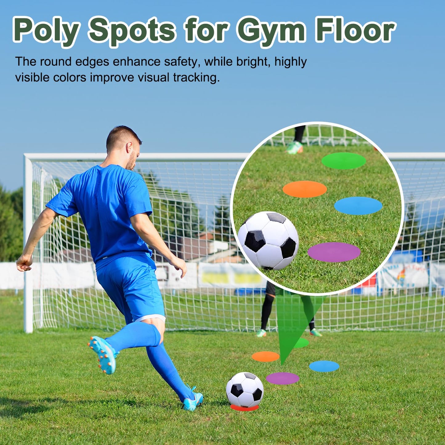 YELARXI Spot Markers for Agility Dot, Non-Slip Poly Spots Floor Dots Flat Field Soccer Training Equipment 9 in & 18 Pcs & Red/Green/Purple -Fitting for (Gym/Sports/Training/PE Games/Dance)