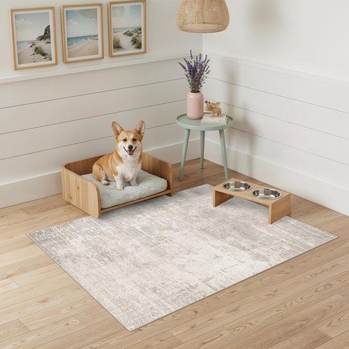 HAOYUNLAI Entryway Area Rug - Soft Abstract Design | Washable Non-Slip Carpet for Kitchen & Bedroom (2x3, Beige/Cream)