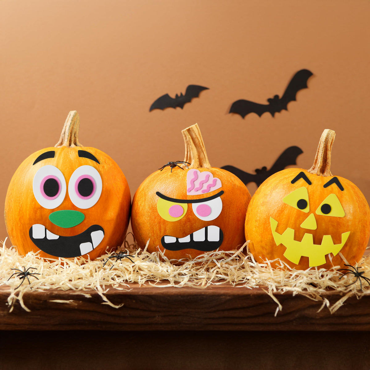 JOYIN 16 Packs Halloween Pumpkin Decorating Stickers Foam Craft Kit, Halloween Party Favors for Kids, Party Supplies Arts Activities, Jack O Lantern Face Sticker School Games Gifts