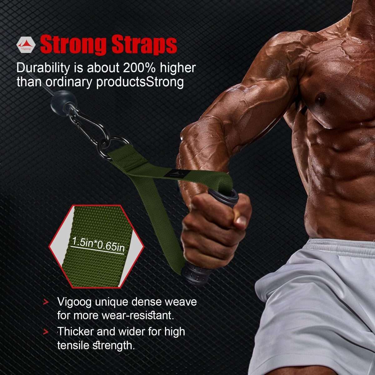Vigoog Heavy Duty Gym Workout Handle Attachments - Powerful, Comfortable & Anti-Slip Rubber Exercise Grips for Cable Machines, Pulley Systems and Other Fitness Equipments