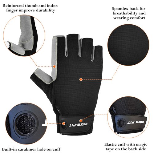 Intra-FIT Climbing Gloves, Lightweight, Breathable, Perfect for Rock, Tree, Wall, Mountain, Climbing