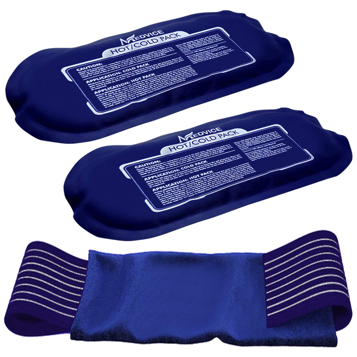 Reusable Hot and Cold Ice Packs for Injuries (3-Piece Set), Joint Pain, Muscle Soreness and Body Inflammation - Reusable Gel Wraps - Adjustable & Flexible for Knees, Back, Shoulders, Arms and Legs